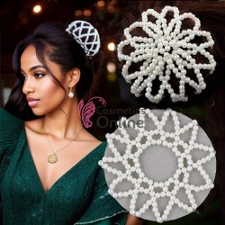 Plasa pentru cocuri de par model balerina, Cod BLR07AA Alba cu perle